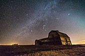 Orion over barn