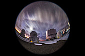 Moonlit clouds over VLT telescopes, full-dome image