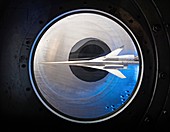 Supersonic aircraft model in wind tunnel