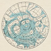 Southern Mars map by Schiaparelli 1908