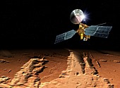 Mars Reconnaissance Orbiter in Mars orbit, illustration