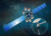 Robotic satellite assembly, illustration