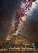 Milky Way over a mountain, Namibia