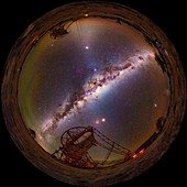 HESS telescope and Milky Way, 360-degree all-sky image
