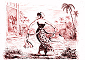 19th Century Javanese dancer, illustration