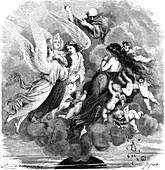 Charity in heaven, 19th Century illustration