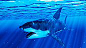 Illustration of a great white shark