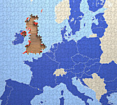 United Kingdom and European Union jigsaw puzzle, illustratio