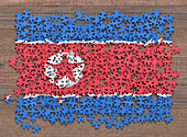 North Korean flag jigsaw puzzle, illustration