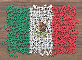 Mexican flag jigsaw puzzle, illustration