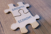 Growth and economy jigsaw pieces, illustration