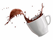 Mug with liquid chocolate wave, illustration