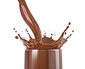 Pouring liquid chocolate into a glass, illustration