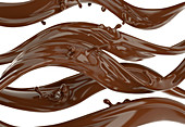Liquid chocolate waves with little splashes, illustration