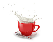 Cup with milk splash, illustration
