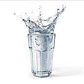 Glass full of water with splash, illustration