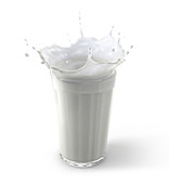 Glass full of milk with splash, illustration