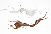 Milk and chocolate splashes in the air, illustration