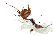 Milk and liquid chocolate splashes, illustration