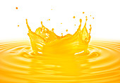 Orange juice crown splash with ripples, illustration