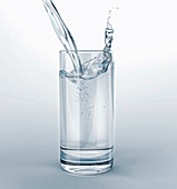 Pouring water into a glass, illustration