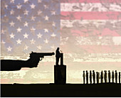 US gun lobby, conceptual illustration