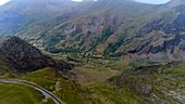 Snowdonia landscape, from drone