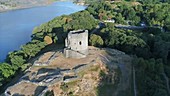 Dolbadarn Castle, Snowdonia, from drone