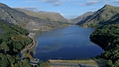 Llyn Peris, Snowdonia, from drone