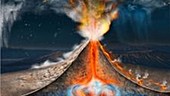Volcanic eruption cutaway, animation