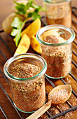 Homemade Cajun grilling spices in jars