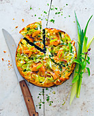 Leek quiche with smoked salmon