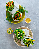 Lettuce wraps with dressing