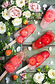 Strawberry ice lollies
