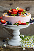 Strawberry and blueberry cake