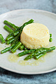 Cheese flan with marinated asparagus