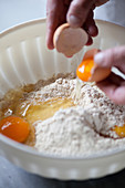 Dough for chestnut pasta being made