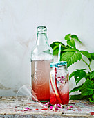 Rhubarb and rose drink