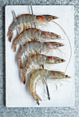 Five Raw Whole Prawns on Skewers