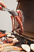 Octopus Tenticles being taken off the BBQ