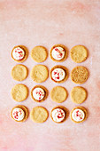 Orange and Raspberry Shortbread sandwich biscuits