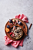 Chocolate-chip hummus with plums and figs