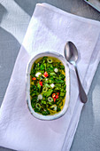 Vinaigrette with spring onions and chillies