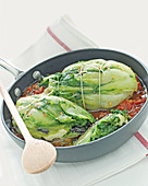 Gefüllter Pak Choi in Tomatensauce