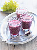 Grape and blueberry smoothies