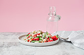 Quinoa salad with strawberries, cucumber and mint