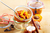 Pumpkin and apricot chutney with shallots and cinnamon
