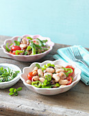 White bean salad with green pepper and tomatoes