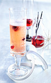 Christmas cranberry and champagne cocktails with vanilla