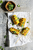 Grilled corn and fresh coriander